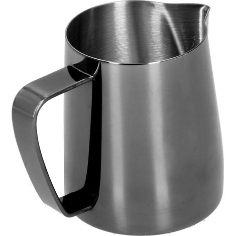 Mehrzweck-Kaffeeaufschäumbecher aus Edelstahl mit spitzer Öffnung für Milchschaum zu Hause (Schwarz, 600 ml) (1/5)