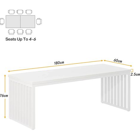 Bureau double en MDF avec cadre en acier poudré, surface 180x60 cm, design industriel (1/5)