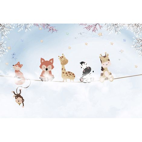 Papier peint panoramique Enfants - Animaux de la Jungle - 130 cm x 87 cm (1/2)