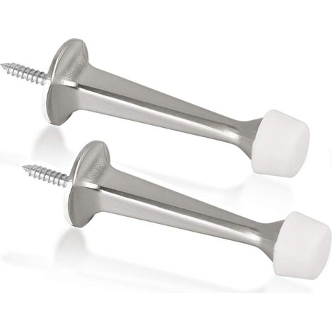 4er-Pack solide, starre Türstopper – robuster Türstopper, Wandschutz mit weichen Gummispitzen, Satin-Nickel