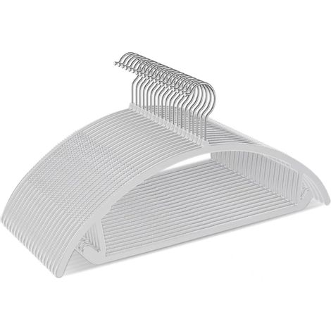 Lot de 5 Cintres, Plastique sans épaules, Crochets chromés, Antidérapants, Pour costumes et manteaux (1/5)