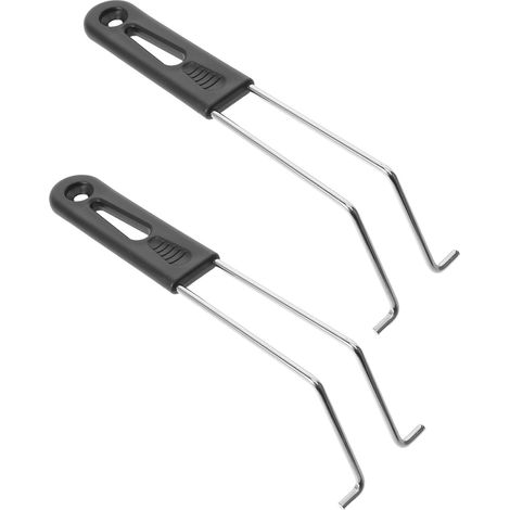 2 Pièces Poignée de Rechange pour Friteuse à Air Manche Amovible Ergonomique Antidérapant Résistant Chaleur Accessoire Acier Inoxydable pour Panier et Plateau de Cuisson (1/5)