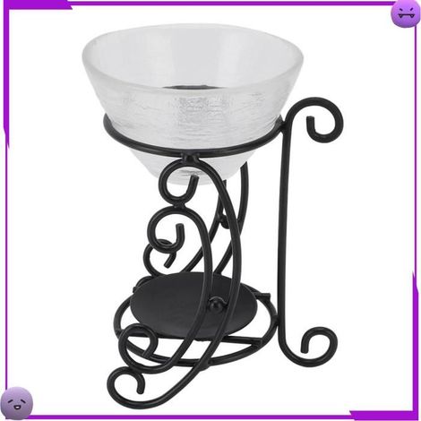 Brûleur à huiles essentielles en verre et métal au design vintage, photophore et chauffe-cire pour la décoration de la maison (1/4)
