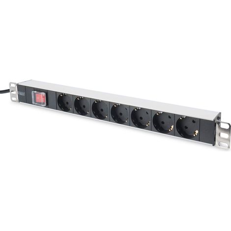 DIGITUS Ciabatta elettrica 19" - 7 prese - 1U - 250VAC - 50/60Hz - 16A - 4000W - Con interruttore (1/5)