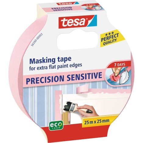 Tesa – Ruban adhésif de masquage 25m – Largeur 2,5cm – Adhésion légère pour surfaces délicates – Retrait sans trace jusqu'à 2 semaines (1/10)