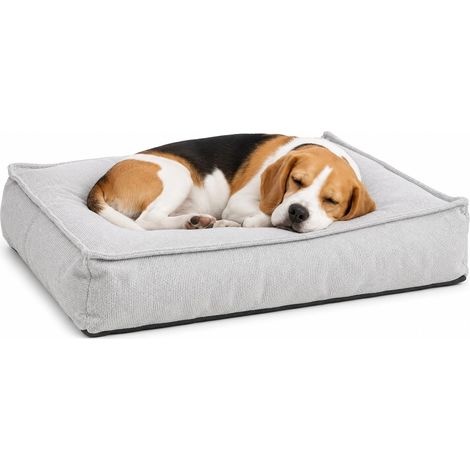 Panier Chien - Coussin Chien et Chat - Rectangle Gris Clair - 80 x 60 x 18 cm - Déhoussable - Lavable à 30°C (1/5)