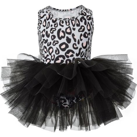 Ballett-Tutu-Kleid für Mädchen, ideal für Kindergeburtstage und Tanzaufführungen, Prinzessinnenkostüm für Hochzeiten, Größen 2 bis 7 Jahre, Leopardenmuster, ärmellos. (1/5)