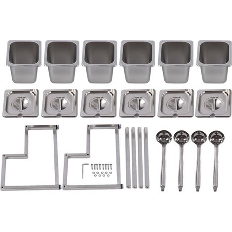Boîte à épices métallique inox 2 niveaux rétractable, support organiseur pour confiture et condiments, étagère de cuisine ou restaurant (1/5)