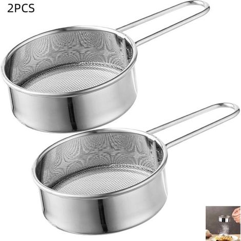 Set di 2 mini setacci a maglia fine in acciaio inox per zucchero a velo e farina (argento, 11,5 x 2,3 cm) (1/5)