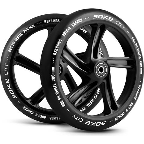 Ruote per scooter da città 200 mm Nero, pacco da 2