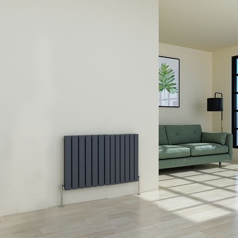 Warmehaus Flat Radiator Anthracite Horizontal Double 600x884mm