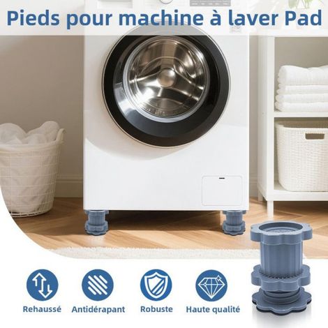 Pied Machine a Laver Réglables, 8pcs Pied Anti Vibration Machine a Laver, Hauteur Réglable de 10cm, Pour Machines à Laver SéChoirs (1/5)