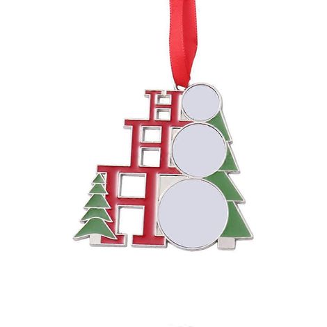 Suspension d'arbre de Noël vierge pour sublimation, ornement de Noël avec corde rouge, transfert thermique DIY, décoration de fête, cadeau artisanal (1/4)
