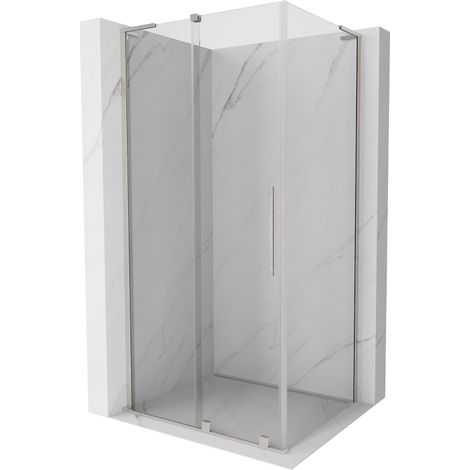 Mexen Velar L Duschkabine zum Schieben 110 x 85 cm, transparent, gebürsteter Nickel - 871-110-085-03-97