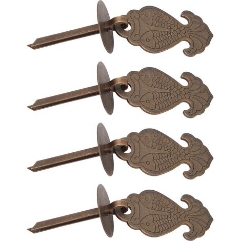 Pendentif double carpe, petite poignée de tiroir en cuivre pur antique, style antique, accessoires en cuivre, boîte à bijoux, meuble, poignée ronde mobile en cuivre, lot de 4. (1/5)