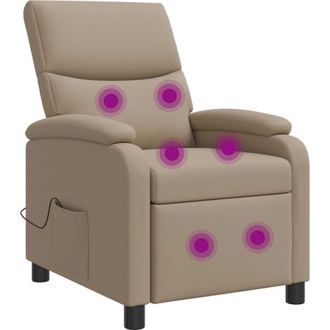 Massage Recliner Cappuccino Faux Leather vidaXL (1/5)