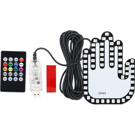 LumièRe de Doigt de Voiture DrôLe Universelle avec TéLéCommande Geste Lampe Panneau Autocollant pour FenêTre de Voiture DéCorative (1/4)