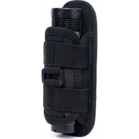 Fondina per torcia elettrica, set di cricchetto e bussola, fondina tattica per torcia elettrica girevole a 360 gradi (nera)