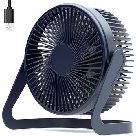Mini ventilateur de bureau USB 5 pouces, portable et personnel, alimenté par USB, pour PC, netbook, camping, maison, bureau, extérieur, voyage, vent fort, bleu (1/5)