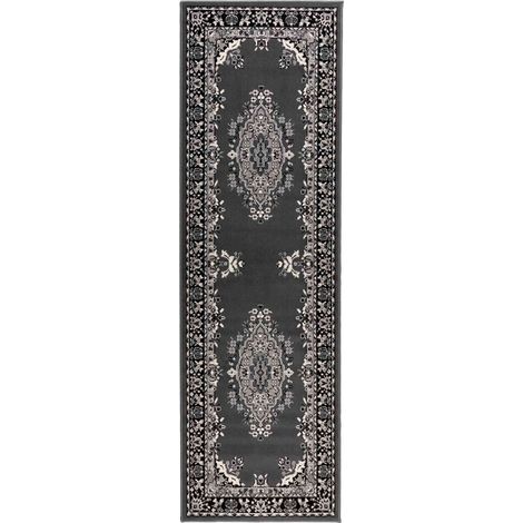 Tappeto Runner FLORNES Tessuto Motivo Grigio 80 x 300 cm PP vidaXL (1/4)