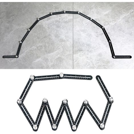 Gabarit - Gabarit d'angle - Règle de mesure multi-angles - Alliage d'aluminium - 12 côtés - Outil à carrelage avec trous (1/5)