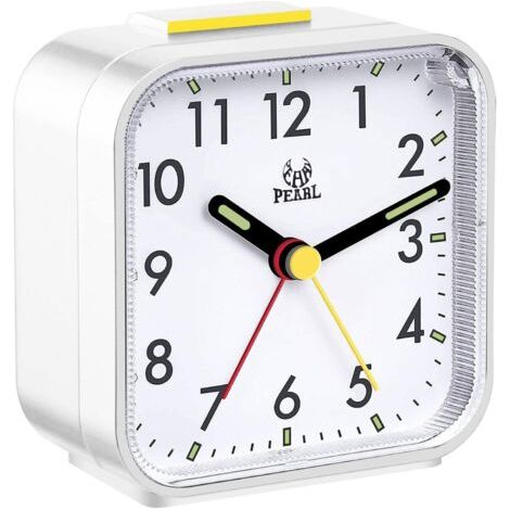 ZOLGINAH Réveil Analogique Silencieux Petite Réveil De Voyage sans Tic-Tac Silencieux De Table avec Veilleuse Fonction Snooze Réveil à Pilesl Grand écran De Bureau pour Chambre à Coucher Bureau (Blanc (1/4)