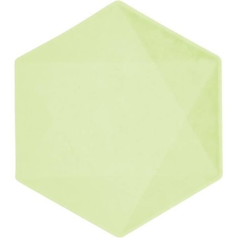 6 Assiettes Bio Hexagonal 20,8cm, Vert Pastel, Vaisselle de fête en matières premières Rapidement renouvelables, pour Les Anniversaires, Les barbecues, Les jubilés, etc.