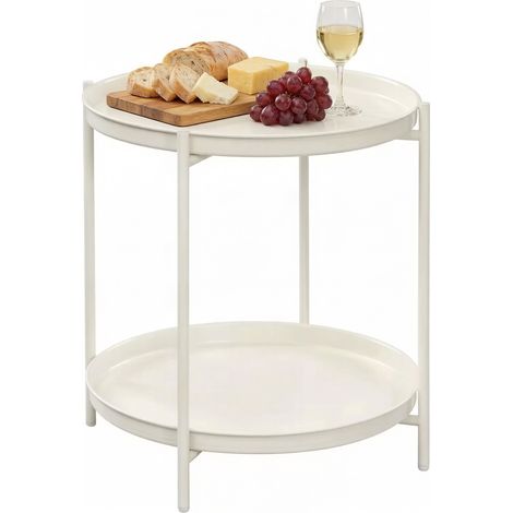 Table d’appoint élégante, table de rangement, table basse ronde, table de chevet, support pour plantes (uniquement la table d’appoint) (1/5)