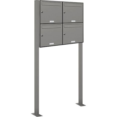 4er Premium Standbriefkasten RAL 9007 freistehend Postkasten Ständer 2x2 S (1/5)
