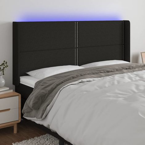 Tête de lit à LED - Design industriel - Pour Lit adulte - Noir 183x16x118/128 cm Tissu Chic-179661 (1/5)