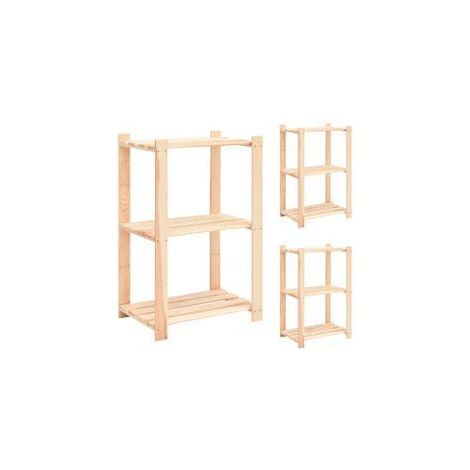 Étagères de rangement à 3 niveaux 3 pcs 60x38x90 Pin 150 kg (1/5)