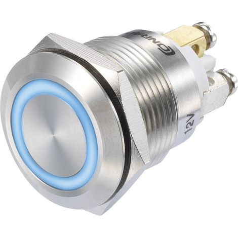 TRU COMPONENTS 1273005 GQ19F-10E/B/12V/S Druckschalter 48 V/DC 3 A 1 x Ein/(Ein) tastend Blau IP65