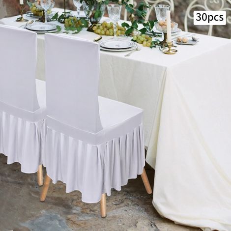 30-Stück-Satz Folded elastische Stuhlbehälter, weiße Hochzeit Stuhlbehälter, Stuhl Schutzbehälter, Hotel Stuhl, Vierfuß Holz Stuhl (1/5)