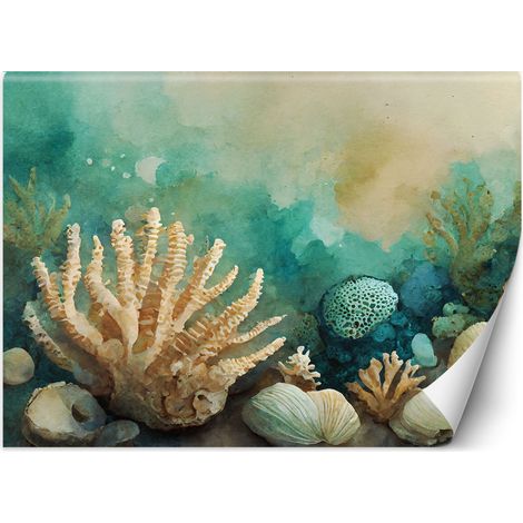 Papier peint Image coquillages turquoise 100x70 (1/5)