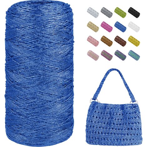 Fil Macramé 1mm x 480m Fil Crochet Métallique pour Sac au Crochet, Ficelle Corde Brillant a Crocheter pour Paniers, Pendentifs, Décoration, Bricolage (Bleu) (1/5)