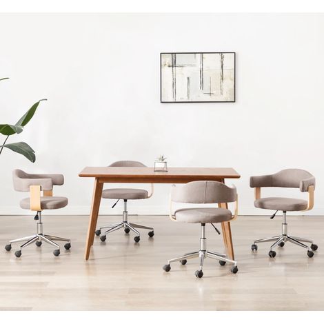 Drehbare Esszimmerstühle 4 Stk. Taupe Bugholz und Stoff