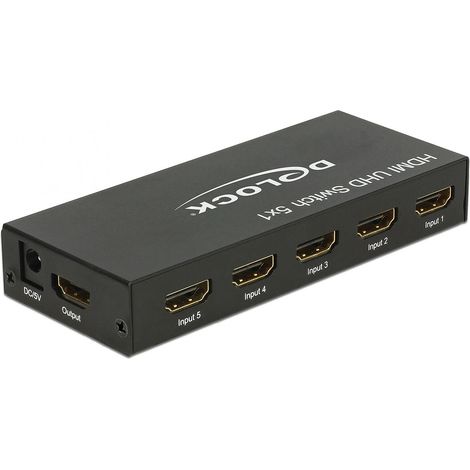 Commutateur vidéo-audio - DeLock - HDMI UHD Switch - 5 x HDMI in - 1 x HDMI out - 4K
