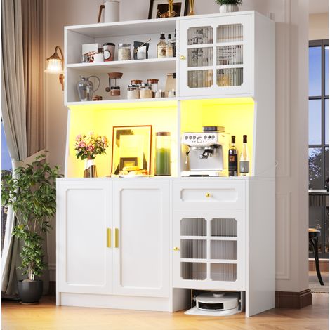MEUBLIV meuble haut de cuisine 130 x 45 x 180 cm blanc – LED et rangements (1/5)