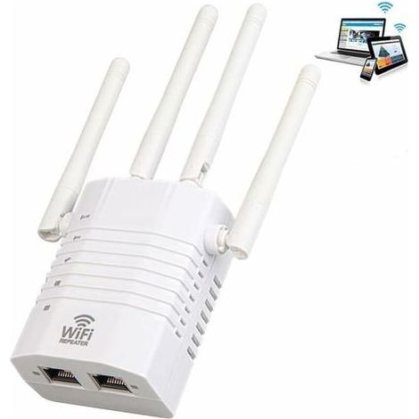 Répéteur WiFi 1200 Mbps,Amplificateur WiFi Puissant,Epéteur WiFi Dual Band 5GHz et 2.4GHz,Repeteur WiFi Puissant Compatible Repeteur/AP/Routeur Mode avec 4 5dBi Antenne, Compatible Tous Les Routeurs (1/5)