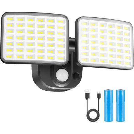 Projecteur de sécurité extérieur rechargeable sur batterie avec détecteur de mouvement, chargement USB et autonomie de 1 à 3 mois. (1/5)
