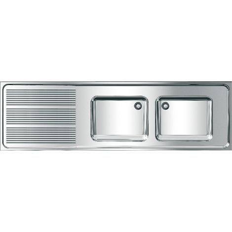 KWC AR Gewerbespüle, MAXIMA, Edelstahl,  2 Becken, 2000x432x600 mm, Tropfteil li