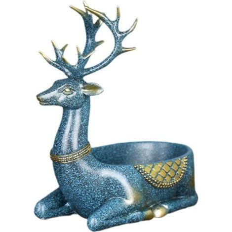 (Blaue) Hirschfigur, Bonboniere, Ablage für den Schreibtisch, Dekoration für Bürotisch, Wohnzimmer, Eingangsbereich, Blau (1/5)