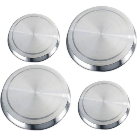INHHUB Protection Cuisinière électrique, couvre plaque en acier, Lot of 4, Acier inox, ø16 et 20 cm, mat-INHHUB (1/4)