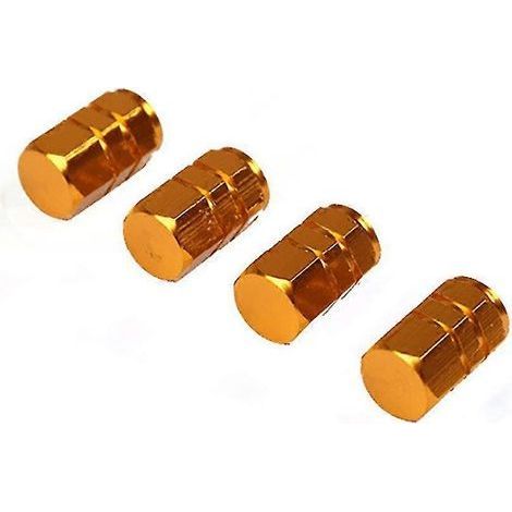 Lot de 4 enjoliveurs antivol en aluminium pour jantes de voiture, bouchons de valve de pneu étanches, enjoliveur central jaune (1/5)