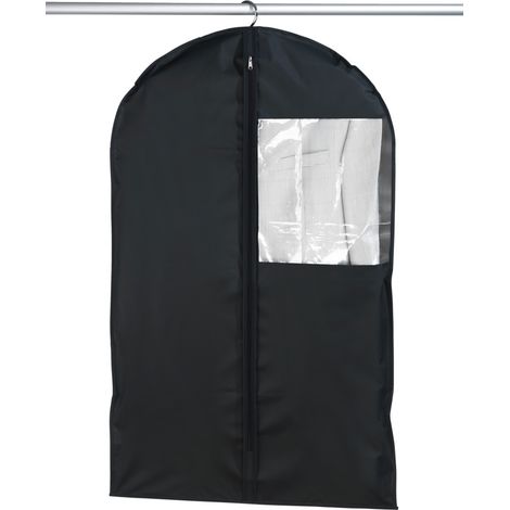 Housse de vêtement WENKO Deep Black 3 pièces PEVA noir housse costume sac de rangement vêtements housse de protection vêtements housse anti-poussière housse de voyage 3 tailles 60x100 60x135 60x150 cm (1/5)