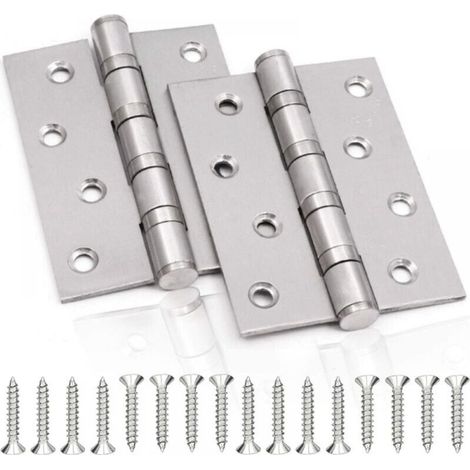 Türscharnier aus Edelstahl, 2 Stück Falttürscharniere, 3 mm dickes Edelstahlscharnier, für massive Innentüren (Silber, 100 x 75 mm)
