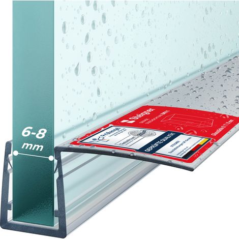 STEIGNER Joint de douche pour paroi en verre, 130cm, vitre 6/ 7/ 8 mm, joint d'étanchéité PVC droit pour les cabines de douche réctangulaires, UK11