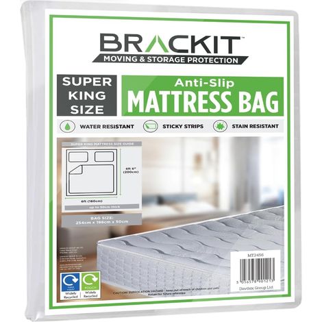 Super King Size – Sac de Matelas pour Le déménagement, Le Transport et Le Rangement – Autocollant – Imperméable – Facile à Installer – Housse de Matelas et protège-Matelas pour Le déménagement, Le (1/5)