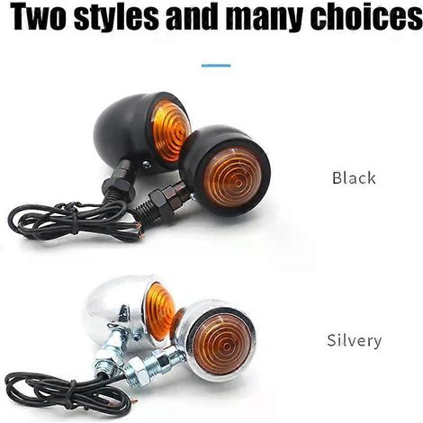 Lot de 2 clignotants rétro en métal 12V à un seul fil, étanches IP66, pour moto Harley Racer (1/5)