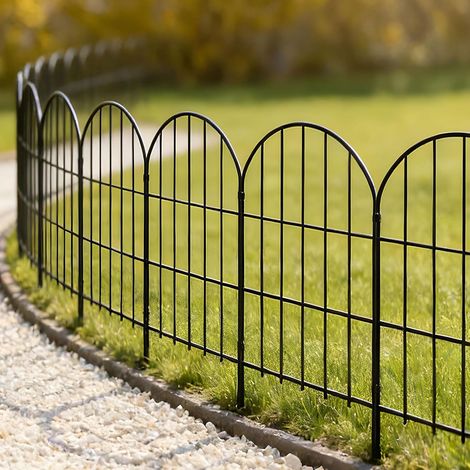 Clôture de Jardin Décorative en Métal 60 cm (H) × 33 cm (L) 10 - Barrière pour chien (10 panneaux, longueur totale 3,3 m) (1/5)